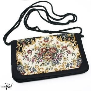 Vintage Magid Tapestry Floral Black Clutch or Shoulder Bag 8x5 – Hey Viv